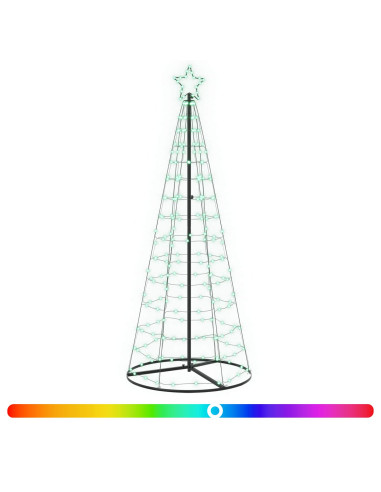 Albero di Natale LED 180 cm 168 LED RGB Acciaio RGB
