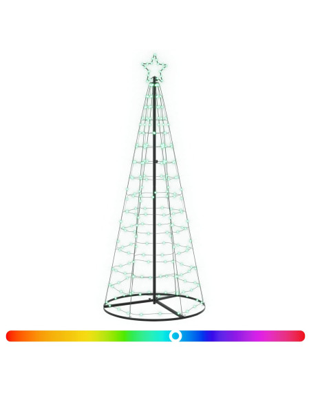 Albero di Natale LED 180 cm 168 LED RGB Acciaio RGB