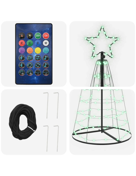 Albero di Natale LED 180 cm 168 LED RGB Acciaio RGB