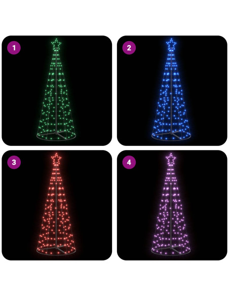 Albero di Natale LED 180 cm 168 LED RGB Acciaio RGB