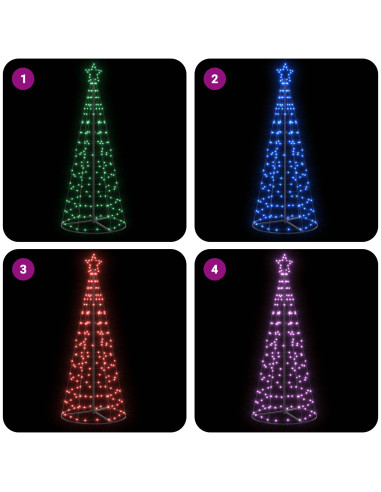 Albero di Natale LED 250 cm 300 LED RGB Acciaio RGB