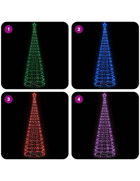 Albero di Natale LED 300 cm 390 LED RGB Acciaio RGB