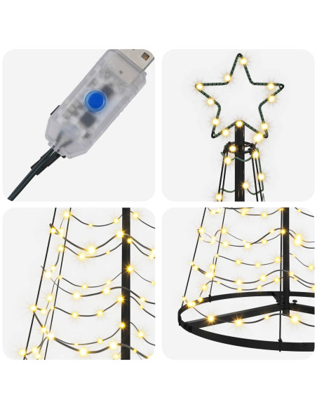 Albero di Natale LED a spirale con base EKENAS 180 cm 220 LED