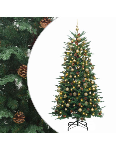 Albero di Natale artificiale con palline 180 cm 300 LED