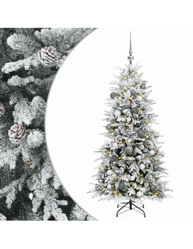 Albero di Natale Artificiale con Rami Pieghevoli 150 cm 150 LED