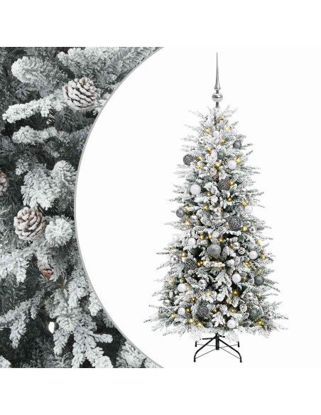 Albero di Natale Artificiale con Rami Pieghevoli 150 cm 150 LED