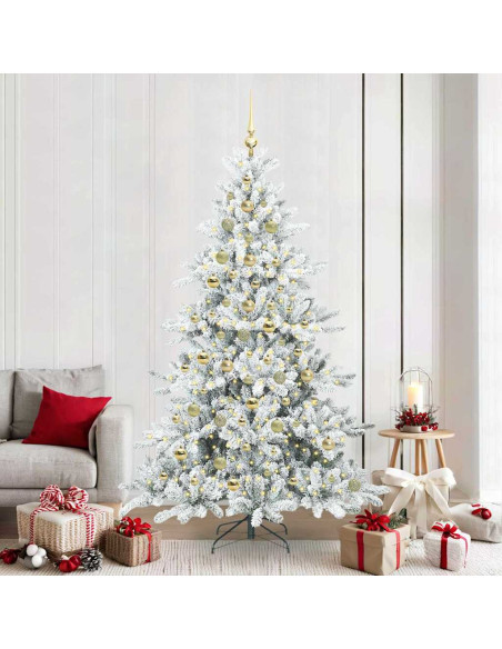 Albero di Natale Artificiale con Rami Pieghevoli Bianco 210 cm