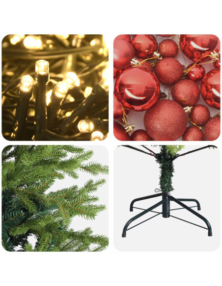 Albero di Natale artificiale con palline 240 cm 300 LED