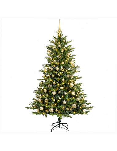 Albero di Natale Artificiale con Palline 210 cm 300 LED