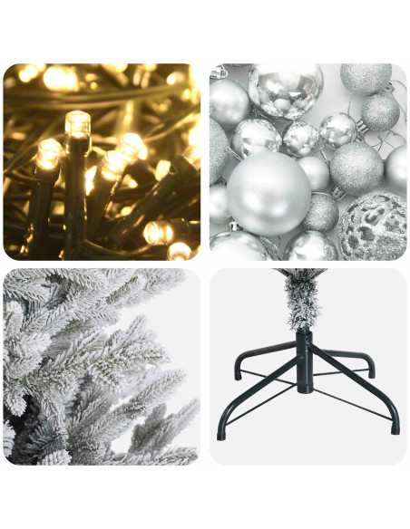 Albero di Natale artificiale con palline 180 cm 300 LED