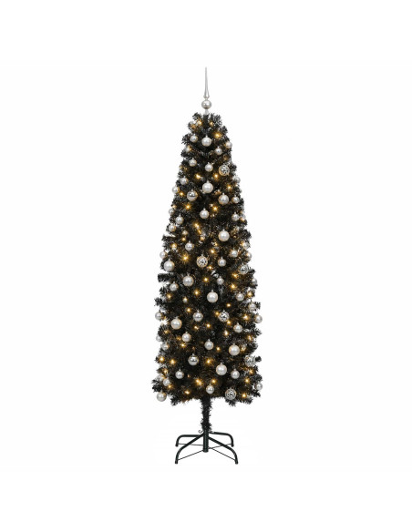 Albero di Natale Artificiale Slim con Palline 210 cm 300 LED