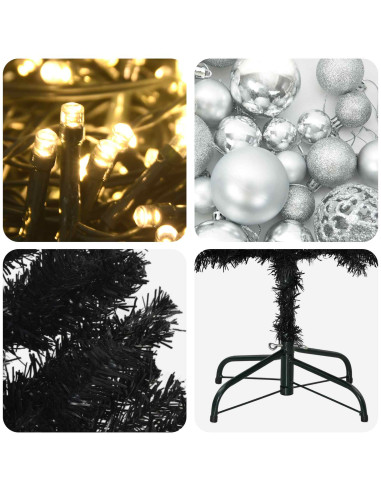 Albero di Natale Artificiale Slim con Palline 210 cm 300 LED