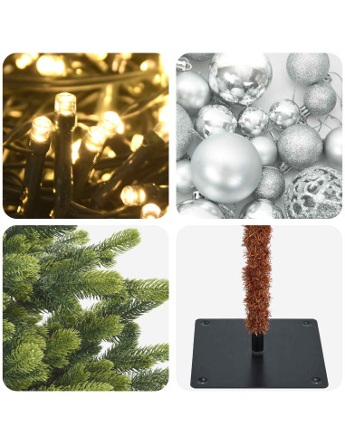 Albero di Natale artificiale con palline 180 cm 300 LED
