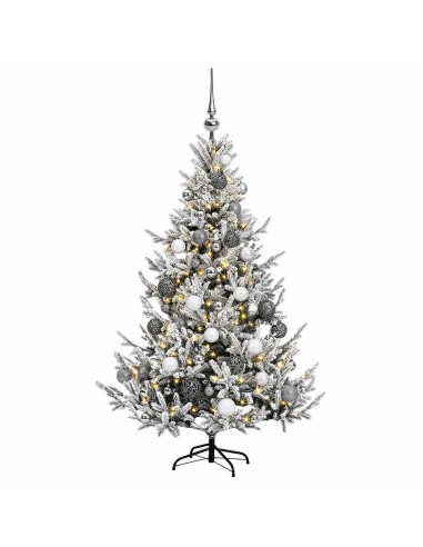 Albero di Natale artificiale con palline 120 cm 150 LED