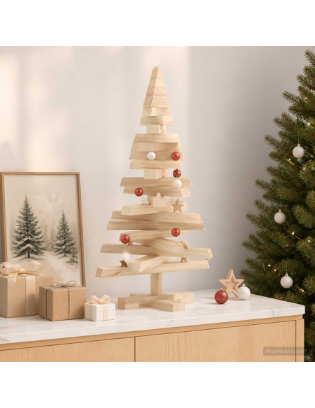 Albero di Natale in legno KOTKA 60 cm Legno Massello di Pino