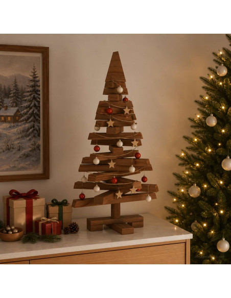 Albero di Natale in legno KOTKA 60 cm Legno Massello di Pino