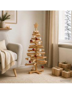 Albero di Natale in legno KOTKA 90 cm Legno Massello di Pino