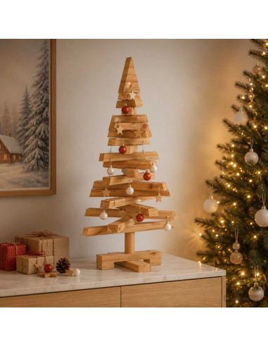 Albero di Natale in legno KOTKA 60 cm Legno Massello di Pino