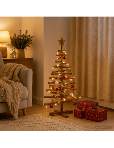 Albero di Natale in legno KOTKA 90 cm Legno Massello di Pino
