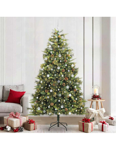 Albero di Natale artificiale pieghevole con coni Verde 240 cm