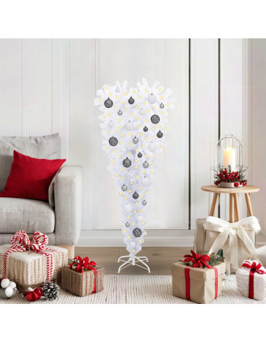 Albero di Natale artificiale Bianco 120 cm PVC e Acciaio