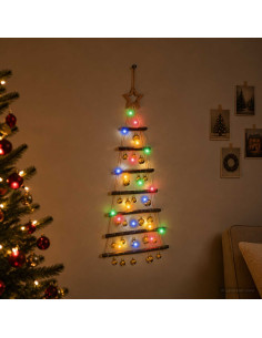 Albero di Natale appeso con palle 90 cm 30 LED Multicolore