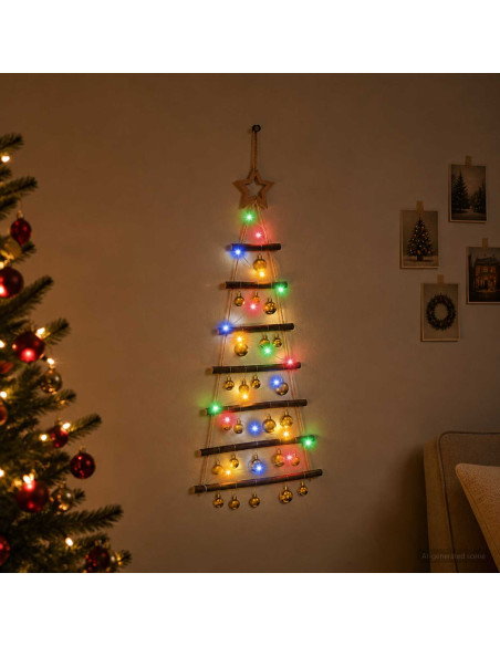 Albero di Natale appeso con palle 90 cm 30 LED Multicolore
