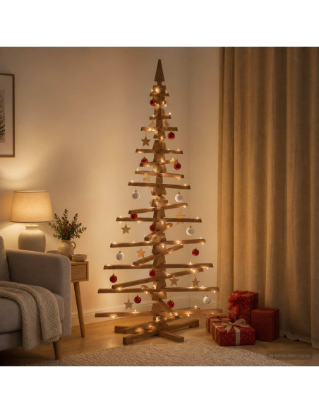 Albero di Natale in legno KOTKA 180 cm Legno Massello di Pino