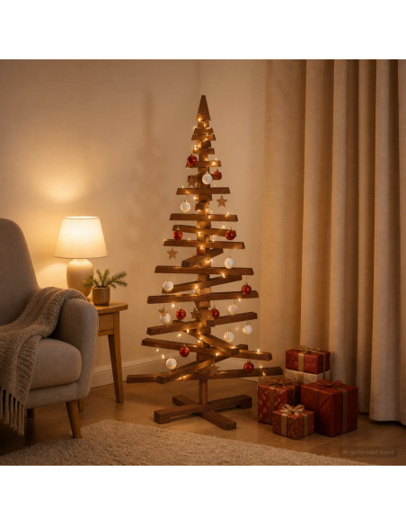 Albero di Natale in legno KOTKA 120 cm Legno Massello di Pino