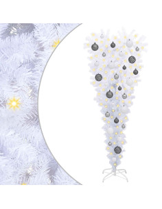 Albero di Natale artificiale Bianco 120 cm PVC e Acciaio 2
