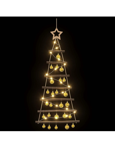Albero di Natale appeso con palle 90 cm 30 LED Bianco caldo