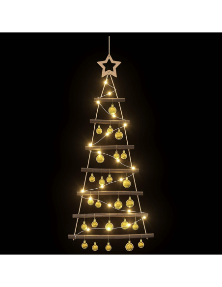 Albero di Natale appeso con palle 90 cm 30 LED Bianco caldo