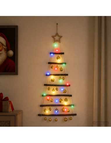 Albero di Natale appeso con palle 90 cm 30 LED Multicolore