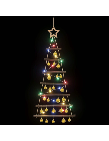 Albero di Natale appeso con palle 90 cm 30 LED Multicolore
