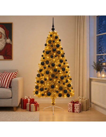 Albero di Natale artificiale con palline 180 cm 300 LED