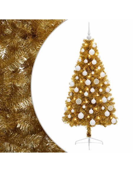 Albero di Natale artificiale con palline 120 cm 150 LED