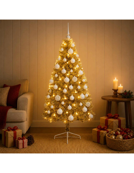 Albero di Natale artificiale con palline 120 cm 150 LED