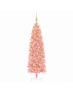 Albero di Natale Artificiale Slim con Palline 240 cm 300 LED 2