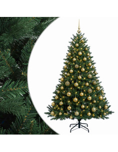 Albero di Natale artificiale con palline 180 cm 300 LED