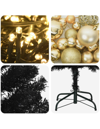 Albero di Natale Artificiale Slim con Palline 210 cm 300 LED