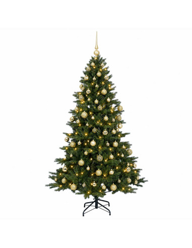 Albero di Natale artificiale con palline 210 cm 300 LED