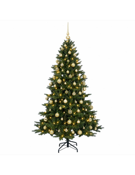 Albero di Natale artificiale con palline 180 cm 300 LED