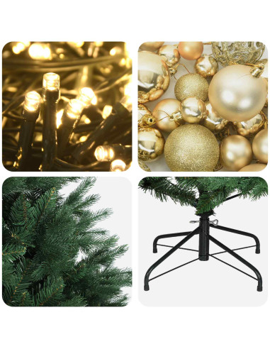 Albero di Natale artificiale con palline 210 cm 300 LED