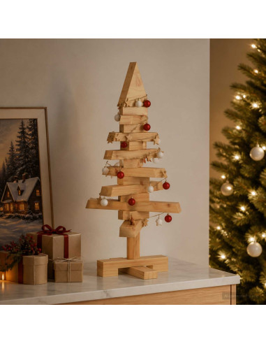 Albero di Natale in legno KOTKA 60 cm Legno Massello di Pino