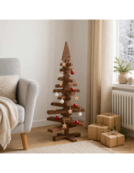 Albero di Natale in legno KOTKA 90 cm Legno Massello di Pino