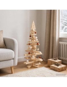 Albero di Natale in legno KOTKA 90 cm Legno Massello di Pino
