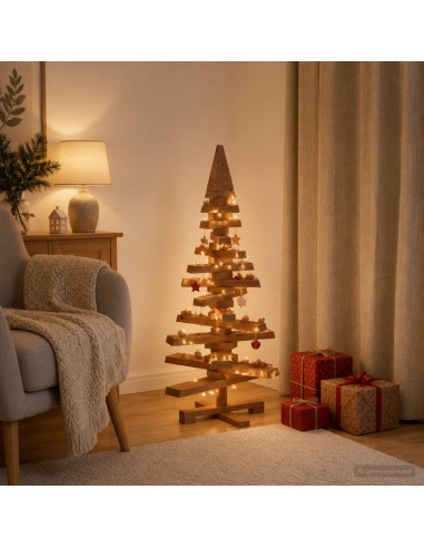 Albero di Natale in legno KOTKA 90 cm Legno Massello di Pino