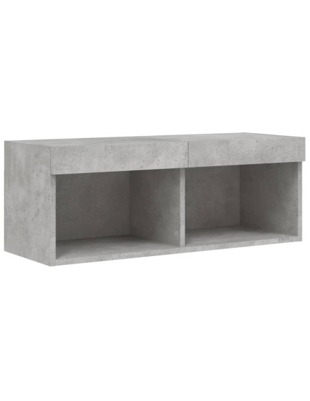 Mobili TV a Muro con LED 4pz Grigio Cemento Legno Multistrato