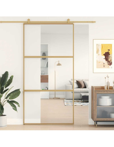 Porta Scorrevole Oro 102,5x205 Vetro Trasparente ESG Alluminio