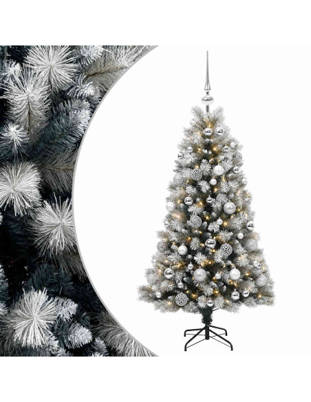 Albero di Natale artificiale con rami snodati e palline 150 cm